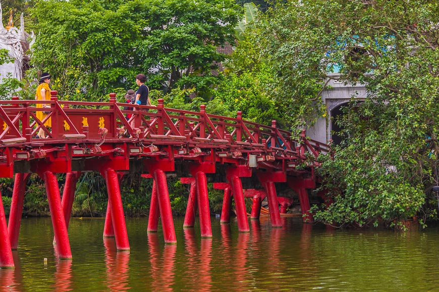 The Huc bridge Hoan Kiem lake Hanoi