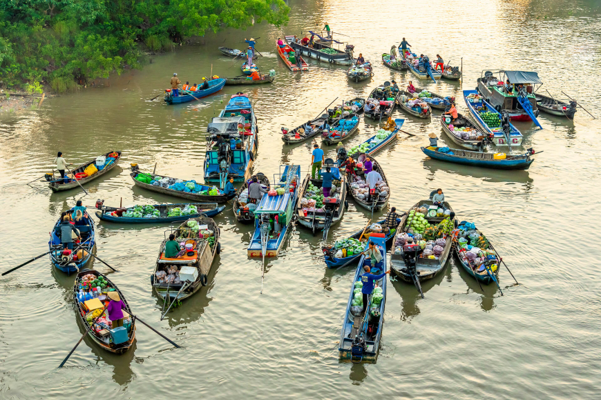 Cai Rang floating market in Mekong Delta